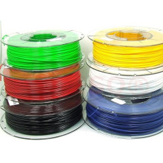 POPESQ® 2 kg x premium filament 3D printer PLA 1.75 mm, 6 colours each 0.33 kg, red, blue, white, green, yellow, black #A3145