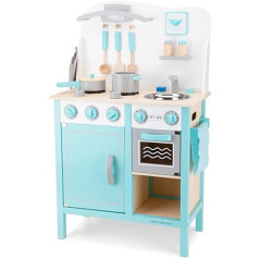 New Classic Toys - 11063 - Kinderrollenspiele - Hölzern Kinderküche - Bon Appétit - De Luxe - Blau - Einschließlich Zubehör