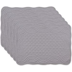 DII Farmhouse Collection Quilted Placemats, Grey, Set of 6