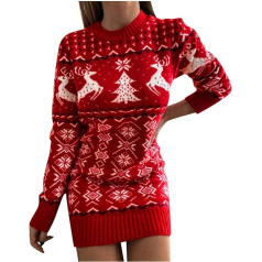 Outdoor Pullover Damen, Strick Festliche Rundhals Cozy Tops Sweatshirt Bekleidung Warm Oversize Weihnachts Pullover Sweater Winter Knit Lustig Sexy Tunika Weihnachtspullover