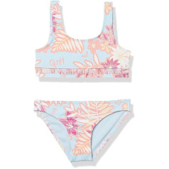 Roxy Girls' Funny Childhood Bra Swim Set, Cool Blue All Aloha, 2, Cool Blue, All Aloha
