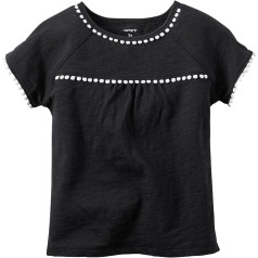 Carter's Baby Girls' Short Sleeve Pompom Trim Top; Black (9 Months)
