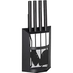 Relaxdays 5 Piece Fireplace Set with Shovel, Broom, Hook, Tongs & Holder, Wooden Handles, Modern Black 61 x 28.5 x 16 cm
