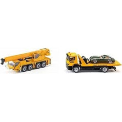 Siku 2110, Crane Truck, 1:55, Metal/Plastic, Yellow, Telescopic Boom & 2712, Tow Truck, 1:55, Metal/Plastic, Yellow, ADAC Look, Includes Toy Car to Tow