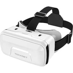 Tecknet VR Glasses for Mobile Phones, 3D Virtual Reality Glasses with HD 110° FOV, Anti-Blue Light & Adjustable Gears, Comfortable VR Glasses for iPhones, Samsung and Android Smartphones (4.7-7.2