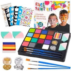 Xinggang Children's Make-Up Set – Children's Make-Up Set 16 Colours Larger Capacity Basic Colours Split Cake – Fancy Dress Make-Up Theatre Make-Up Carnival Make-Up – Halloween Carnival Make-Up Children