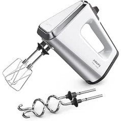 Krups GN9101 3 Mix 9000 Hand Mixer | 750 Watt | Powerful | Speed Control | Turbo Mode | Pulse Function | Ergonomic Handle | Long Cable | Includes Whisk and Dough Hook | White/Silver