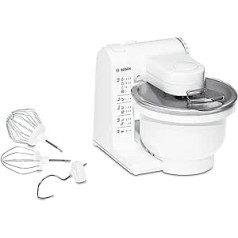 Bosch Mum4 Mum4405 Food Processor (500 W, 3 Stainless Steel Mixing Tools, Dishwasher Safe, Large Mixing Bowl 3.9 Litres, Max. Dough quantity: 2.0 kg, 4 switching levels), white.