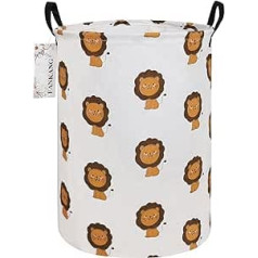 Fankang Laundry Basket, Storage Basket, Nursery Basket, Linen, Foldable, with Waterproof PE Coating, Large Storage Baskets for Nursery, Bedroom, Clothes (Lion)