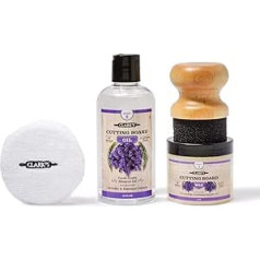 Clark's Chopping Board Finishing Kit - Care Chopping Board Wood with Lavender Rosemary Fragrance - Clark's Chopping Board Oil (354 ml) - Wax Chopping Board Set (178 ml) - With Applicator and Polishing Pad
