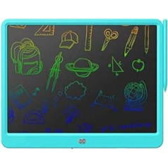 Justop LCD Writing Board Extra Large 15 Inch Colorful Erasable Electronic Digital Drawing Pad Doodle Board Gift for Kids Adults Home School Office (Blue)