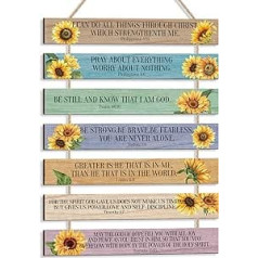 HPNIUB Wooden Bible Verse Sign Sunflower Christian Wall Art Bible Verse Wooden Plaques (1.5 x 12 Inch) Farmhouse Bible Sign Inspirational Sign for Home Farmhouse Kitchen Office Decor