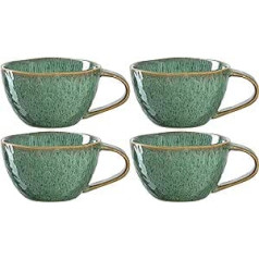 Leonardo Matera 018589 Coffee Cups, Set of 4, Dishwasher-Safe Ceramic Mugs, 4 Microwavable Mugs, Stoneware Mugs, Green, 290 ml