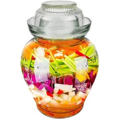 Doerdo Glass Jar with Lid Pickle Jar Glass Fermentation Glasses with Waterproof Seal Airlock Lid Brewing Wine Glass Thickness 2.5 L