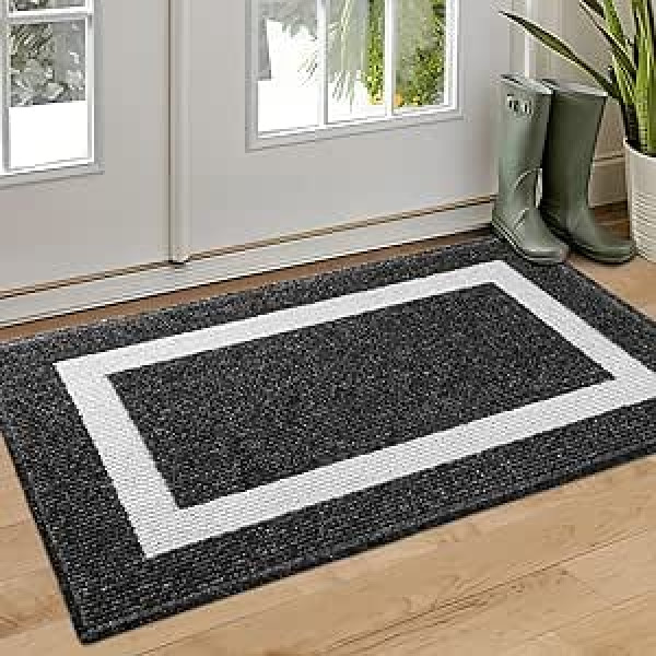 NAXBEY Door Mat Indoor Non Slip Absorbent Dirt Trapper Mat Indoor Machine Washable Flat Floor Mats for Front Door Hallway Kitchen Garden Laudry Room (50x80cm)