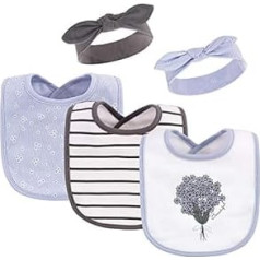 Hudson Baby Unisex Baby Cotton Bib and Headband or Caps Set, Periwinkle, One Size