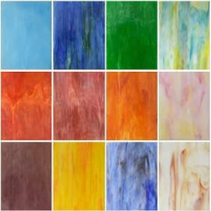 KIPHEPI 12 Sheets Assorted Stained Glass Panels, 4 x 6 Inch, Stained Glass Panels, Assorted Textured Cathedral Art Glass Packs, for Crafts and Mosaic Making