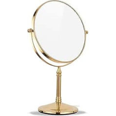 DOWRY Make-Up Mirror Gold Cosmetic Mirror with Magnification 7 x Table Mirrors 8 Inch Shaving Mirror Standing Double-Sided Mirror