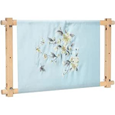PATIKIL Needlepoint Embroidery Tapestry Scroll Frame 21 x 12 Inches Beech Wood Cross Embroidery Hoop Needle Point Holder Quilting Hoop Stand Frame for Sewing