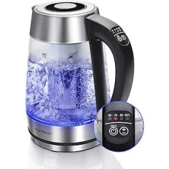 Aigostar King 30CEA Kettle Stainless Steel with LED Lighting, 2200 Watts with 1.7 Litre Capacity, Boil-Drying Protection, BPA Free