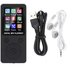 MP3 Player, MP4 Player T1 Music 8G MP3 Player with Bluetooth Support 32G Memory Card Portable HiFi Stereo Sound Music Player Round Buttons (Black)