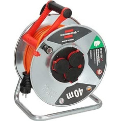 Brennenstuhl Garant S V2 IP44 Cable Reel 40 m Outdoor (Made in Germany, Cable in Signal Colour, Orange, Made of Sheet Steel, Short-Term Outdoor Use), 1198470500