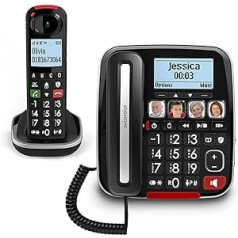 Swissvoice Xtra 3355 Combo Corded Large Buttons Telephone with Answering Machine, Additional Handset, Hearing Aid Compatible, Call Protection