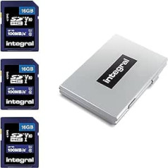 Integral 16GB SD Card 3 Pack 6 Slot High Speed SDHC Up to 100MB/s V10 UHS, U1
