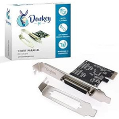 Donkey pc - 1 Parallel Port to PCI Express; Parallel Internal Interface Card and Adapter with Transfer Rate up to 1.5Mbps. Db25 Parallel Port Controller Card