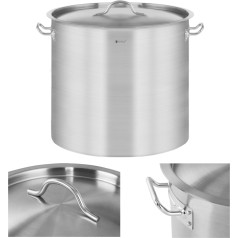 Кастрюля с крышкой, нержавеющая сталь, для индукционной плиты, 21 л.