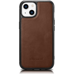 Icarer Чехол из натуральной кожи для iPhone 14 Plus Leather Oil Wax, темно-коричневый