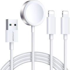 Кабель 3в1 Кабель USB-A с индуктивным зарядным устройством + 2 iPhone Lightning 1,2 м, белый