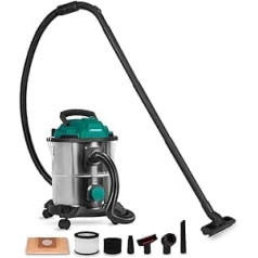 VONROC Wet and Dry Vacuum Cleaner, Wet Vacuum Cleaner, Industrial Vacuum Cleaner, Dry and Wet, Workshop Vacuum Cleaner, 1400 W, 20 L Tank, 3 m Hose Length, Includes Accessories