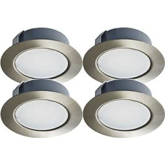 Trango 4er Set G4E-042 LED Möbel Einbaustrahler 12Volt AC/DC Einbauleuchte, Deckenleuchte Nickel matt zum Ersetzen herkömmlichen G4 Möbelleuchte, Küchenhaube Leuchte, Schrankleuchte usw.