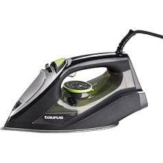 Taurus Steam iron with a power of 3000 W, steam stroke of 200 g/min, with precision tip, ECO position, anodised sole, sliding system, limescale protection system, water spray, colour: black