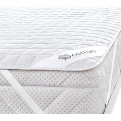 Fam Home Cotton Touch Mattress Protector, Natural and Breathable Mattress Topper, Practical and Durable Mattress Protector, Hygienic All-round Cover, Optimum Anti-dust Mite Cover