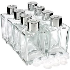 Frandy House Glass Diffuser Bottles with Caps Small Rectangle Set of 4 8.7cm Tall 40ml Fragrance Accessories for DIY Replacement Sticks Sets (1 x 8 Pieces)