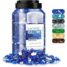 HOMEGLOW Fire Glass | Reflective Tempered Fire Glass for Gas or Propane Fire Pit or Fireplace | Blue | 1/2