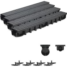 4 m Drainage Channel for Modular System A15 98 mm Complete Plastic Black Line