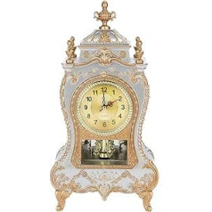 Ftory Vintage Style Plastic Table Clock - Antique Clock Home Hotel Decorative Desk Wall Clock with Pendulum and Chime for Home Decoration (White)