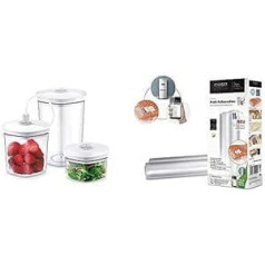 CASO Container Set for Vacuum Sealers, 3 Vacuum Containers for Pressure-Sensitive and Liquid Food, Suitable for All Caso Vacuum Sealers and Professional Foil Rolls 30 x 600 cm (1222) / 2 Rolls with