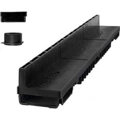 Bielbet Slotted Channel Drainage Channel Flat Gutter KG Pipe Yard Drain (2 m Set, 24.48€/m Black)