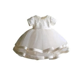 Embroidered Lace Christening Dress Smocked Christening Dress with Hood for Baby Girls 3-24 Months Newborn