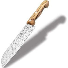 Schwertkrone Santoku Santoku Knife Meat Knife Olive Wood Handle Utility Knife (6 Inch Santoku)