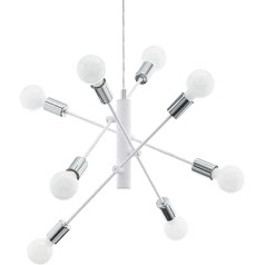 EGLO Gradoli Pendant Light, 8-Bulb Pendant Light, Metal Pendant Light in White and Chrome, Dining Table Lamp, Living Room Lamp Hanging with E27 Socket, Diameter 71 cm