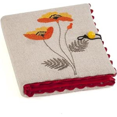Hobby Gift Cotton Felt Needle Case with Pins, Pins, Scissors, Safety Pins, 2.5 x 9.5 x 11 cm, Embroidered Wild Flowers
