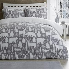 Fusion Christmas Faux Animals Duvet Cover Set Single Grey