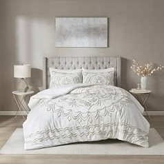 Madison Park All Season Duvet Cover Set Hypoallergenic Soft Matching Pillow Case Cotton Ivory Taupe
