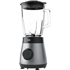 AEG TB4-1-6ST Blender / 5 Speed Settings / Pulse Function / Ice Crush / Swirl Effect / Rotary Control / 4-Blade Stainless Steel Knife / 1.5 L Glass Jug / Dishwasher Safe / Silver/Black