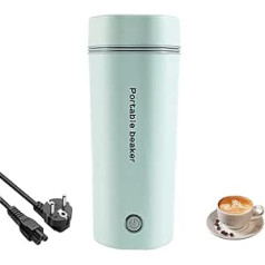 HIULLEN Small Portable Kettle, Portable Electric Kettle, 3-in-1 Mini Thermos Flask, Travel Kettle for Tea, Milk, Coffee, 5 Minutes Quick Boiling (Light Green)